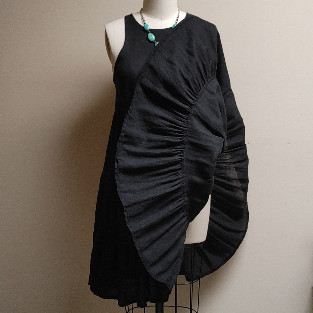 CIVICO 51 Black Linen Tiered Dress Size XS - Picture 8 of 13
